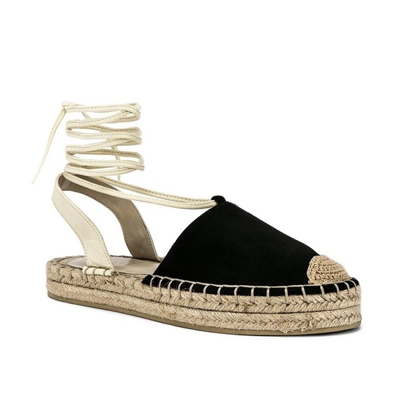 RAYE Shoes - Like New RAYE Bloom Espadrille Lace Up Sandals in Black and Beige, 7
